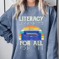 Literacy For All Visually Impaired Braille Teacher The Blind Comfort Colors Sweatshirt Blue Jean