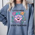 Little Miss Stem Teacher Comfort Colors Sweatshirt Blue Jean
