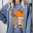 Love 2nd Grade Happy Fall Thanksgiving For 2nd Teacher For Men Women Girls Kids Comfort Colors Sweatshirt Blue Jean