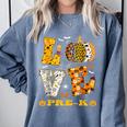 LOVE Pre-K Pumpkin Teacher Student Halloween Costume Comfort Colors Sweatshirt Blue Jean LOVE Pre-K Pumpkin Teacher Student Halloween Costume Comfort Colors Sweatshirt Blue Jean