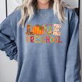 Love Preschool Happy Fall Thanksgiving Women Teacher Comfort Colors Sweatshirt Blue Jean Love Preschool Happy Fall Thanksgiving Women Teacher Comfort Colors Sweatshirt Blue Jean