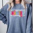 Maestra Teacher Spanish Back To School First Day Of School Comfort Colors Sweatshirt Blue Jean