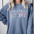 Math Teacher Cute Floral Comfort Colors Sweatshirt Blue Jean
