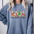 Very Merry Teacher Christmas Goose Silly Holiday Party Comfort Colors Sweatshirt Blue Jean