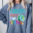 Multilingual Teacher In Dos Idiomas Linguist Language Comfort Colors Sweatshirt Blue Jean