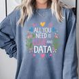 All You Need Is Love And Data Teacher Valentine's Day Comfort Colors Sweatshirt Blue Jean