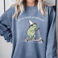 Off To Teach Preschool Pre-K Teacher Back To School Frog Comfort Colors Sweatshirt Blue Jean