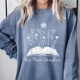 One-More Chapter Wildflower Reading Teacher Library Bookish Comfort Colors Sweatshirt Blue Jean