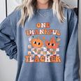 One Thankful Teacher Fall Leaves Thanksgiving Retro Comfort Colors Sweatshirt Blue Jean One Thankful Teacher Fall Leaves Thanksgiving Retro Comfort Colors Sweatshirt Blue Jean