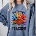 One Thankful Teacher Thanksgiving TurkeyCute Pencil Comfort Colors Sweatshirt Blue Jean