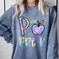 P Is For Pre-K Preschool Teacher Tie Dye Back To School Comfort Colors Sweatshirt Blue Jean