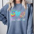 Peace Love Art Painting Palette Art Teacher Comfort Colors Sweatshirt Blue Jean Peace Love Art Painting Palette Art Teacher Comfort Colors Sweatshirt Blue Jean