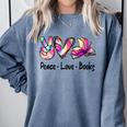 Peace Love Books Librarian Teacher Life Book Library Tie Dye Comfort Colors Sweatshirt Blue Jean Peace Love Books Librarian Teacher Life Book Library Tie Dye Comfort Colors Sweatshirt Blue Jean