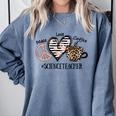 Peace Love Coffee Science Teacher Comfort Colors Sweatshirt Blue Jean