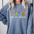 Peace Love Montessori Daycare Teacher Appreciation Comfort Colors Sweatshirt Blue Jean Peace Love Montessori Daycare Teacher Appreciation Comfort Colors Sweatshirt Blue Jean