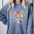Pre-K Crew 1st Day Of School Preschool Teacher Comfort Colors Sweatshirt Blue Jean Pre-K Crew 1st Day Of School Preschool Teacher Comfort Colors Sweatshirt Blue Jean