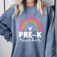 Pre-K Teacher Cute Pre Kindergarten For Teachers Rainbow For Men Women Kids Comfort Colors Sweatshirt Blue Jean Pre-K Teacher Cute Pre Kindergarten For Teachers Rainbow For Men Women Kids Comfort Colors Sweatshirt Blue Jean