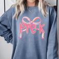Preppy Pre k Back To School Pre-k Teachers Girls Cute Bow Comfort Colors Sweatshirt Blue Jean