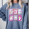 Preppy Spooky Teacher Halloween Ghost Coquette Bow Autumn Comfort Colors Sweatshirt Blue Jean