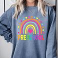 Preschool Rainbow Girls Boys Kids Teacher Back To School Comfort Colors Sweatshirt Blue Jean Preschool Rainbow Girls Boys Kids Teacher Back To School Comfort Colors Sweatshirt Blue Jean