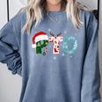 PTO Santa Hat Reindeer Parent Teacher Organization Christmas Comfort Colors Sweatshirt Blue Jean