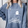 Read In Peace Skeleton Halloween Book Reading Spooky Teacher Comfort Colors Sweatshirt Blue Jean