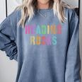 READING ROCKS English Teacher ELA ABCD Read Star Kinder Comfort Colors Sweatshirt Blue Jean READING ROCKS English Teacher ELA ABCD Read Star Kinder Comfort Colors Sweatshirt Blue Jean