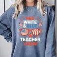 Red & Blue Teacher Crew Shirt 4th Of July Sunglasses Comfort Colors Sweatshirt Blue Jean