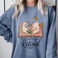 Retired 2025 A New Chapter Begins Retirement Teacher Book Comfort Colors Sweatshirt Blue Jean