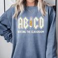 Retro Abcd Teacher Novelty Back To School Teacher Comfort Colors Sweatshirt Blue Jean
