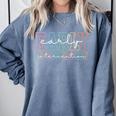 Retro Early Intervention Teacher Intervention Specialist Comfort Colors Sweatshirt Blue Jean