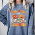 Retro Fall In Love With Learning Autumn Pumpkin Teachers Comfort Colors Sweatshirt Blue Jean