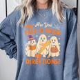 Retro Are You Fall O Ween Directions Ghost Teacher Spooky Comfort Colors Sweatshirt Blue Jean