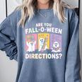 Retro Are You Fall O Ween Directions Teacher Halloween Ghost Comfort Colors Sweatshirt Blue Jean