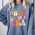 Retro Groovy In My Teaching Era Best Teacher Appreciation Comfort Colors Sweatshirt Blue Jean