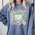 Retro Hooray It's Art Day Art Teacher Back To School Women Comfort Colors Sweatshirt Blue Jean