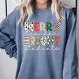 Retro Merry Teacher Bright Students Christmas Teacher Comfort Colors Sweatshirt Blue Jean Retro Merry Teacher Bright Students Christmas Teacher Comfort Colors Sweatshirt Blue Jean