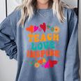 Retro Teach Love Inspire Back To School Teachers Comfort Colors Sweatshirt Blue Jean Retro Teach Love Inspire Back To School Teachers Comfort Colors Sweatshirt Blue Jean