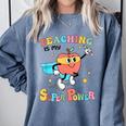 Retro Teaching Is My Superpower Apple Teacher Appreciation Comfort Colors Sweatshirt Blue Jean Retro Teaching Is My Superpower Apple Teacher Appreciation Comfort Colors Sweatshirt Blue Jean