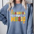 Retro Thankful For Music Floral Music Teacher Thanksgiving Men Women Comfort Colors Sweatshirt Blue Jean