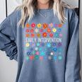 Retro Wildflower Early Intervention Teacher Interventionist Comfort Colors Sweatshirt Blue Jean