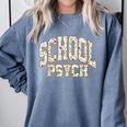 Retro Wildflower School Psych Teacher School Psychologist Comfort Colors Sweatshirt Blue Jean