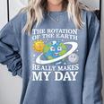 Rotation Of Earth Science Teacher Earth Day Men Women Comfort Colors Sweatshirt Blue Jean