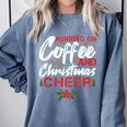 Running On Coffee And Christmas Cheer Lover Teacher For Men Women Kids Comfort Colors Sweatshirt Blue Jean