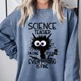 Science Teacher Appreciation Merch -Adults -Youth Grey Classic Fit Modern Science Theme Cartoon Comfort Colors Sweatshirt Blue Jean
