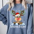 Science Teacher Squad Reindeer Christmas Teacher Xmas Lights For Men Women Comfort Colors Sweatshirt Blue Jean