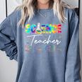 Science Teacher Tie Dye First Day Of School Back To School Men Women Girls Kids Comfort Colors Sweatshirt Blue Jean