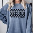 Second Grade Checkered Teacher 1st Day Back To School Women Comfort Colors Sweatshirt Blue Jean