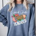Second Grade Teacher Leopard Pencil 2nd Grade Women Teacher Comfort Colors Sweatshirt Blue Jean