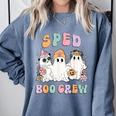 SPED Boo Crew Halloween Floral Ghost Special Ed SPED Teacher For Men Women Kids Comfort Colors Sweatshirt Blue Jean